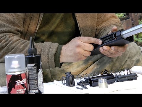 Видео: Чистка ружья с газоотводом | Средства Треал-М | Уход за оружием