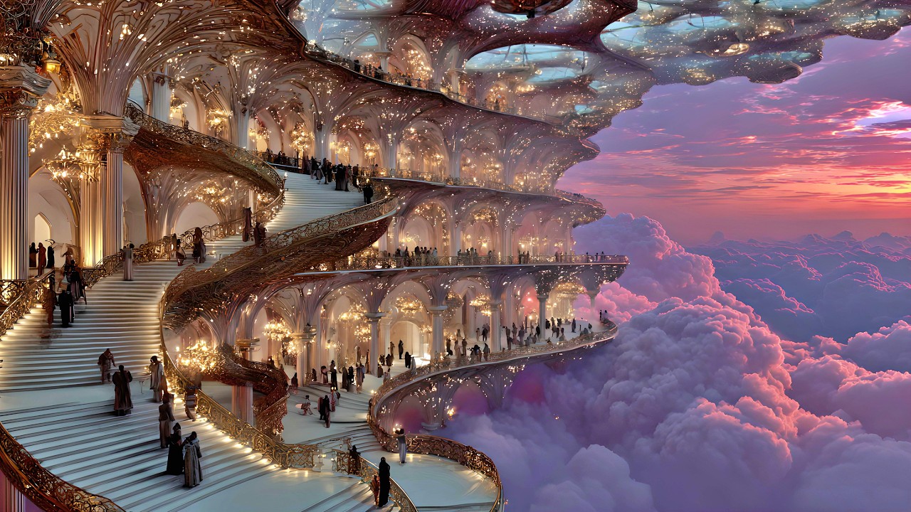 Inside the Halls of Celestial Mansions: 4K Realms of Light, Crystal, Gold & Ambient Music