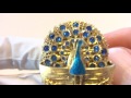 Antique enamel peacock automaton brooch pin jewelry. www.singingbirdbox.com