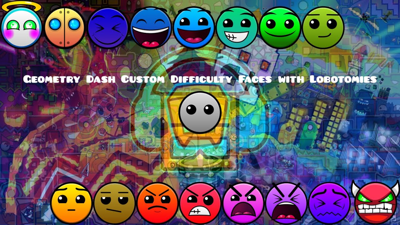 Geometry Dash Custom Difficulty Faces with Lobotomies (Version 9.55