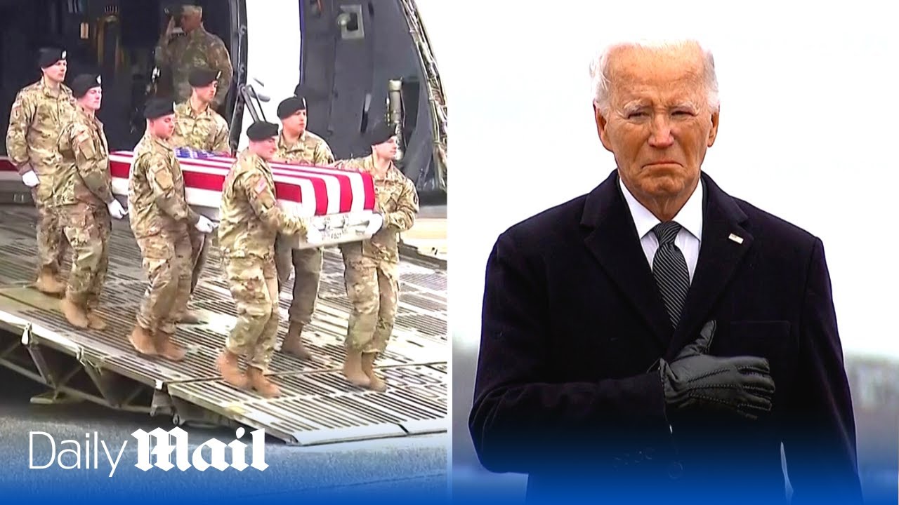 U.S. President Biden witnesses return of three US soldiers killed by Iranian-made drone in Jordan