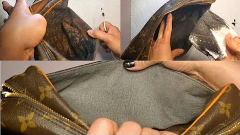 DIY Project Bag Cleaning Louis Vuitton Compeigne bag How to remove peeling and sticky pocket lining