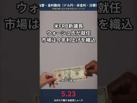 【5/23 為替・金利】米FRBウォーシュ新議長就任 市場は今年利上げ織り込み ドル円159円台で推移