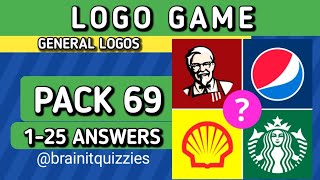 LOGO GAME COMPLETE ANSWER | PACK 69, 1-25 WALKTRHOUGH @brainitquiz #logogame