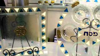 Glass Seder Plates with matching matzah plate