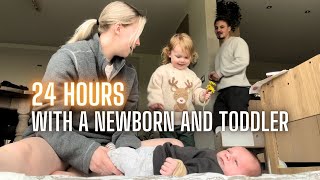 a REAL day in the life with a NEWBORN and TODDLER (3 weeks and 2 years old) // FULL 24 HOURS