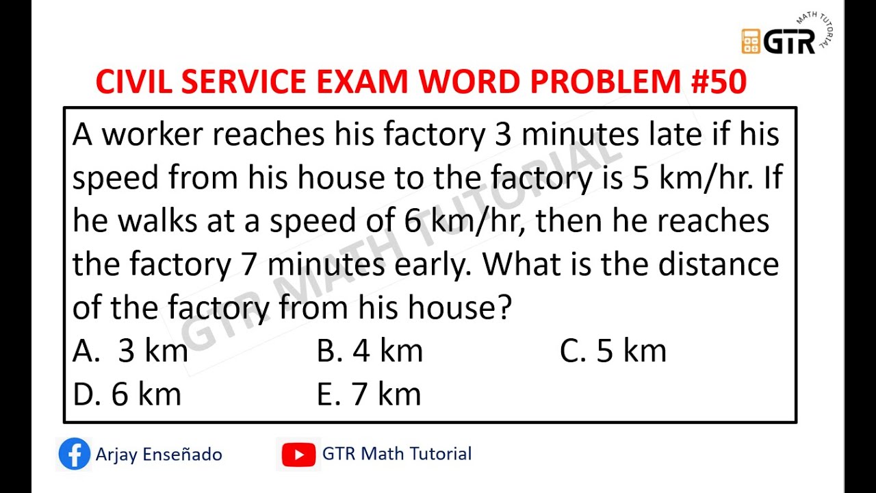 CIVIL SERVICE EXAM WORD PROBLEM 50 YouTube CIVIL SERVICE EXAM WORD PROBLEM 50 YouTube
