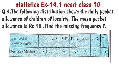 The mean pocket allowance is Rs 18.find missing frequency f.||Ex-14.1 Q 3 ncert class 10 Statistics