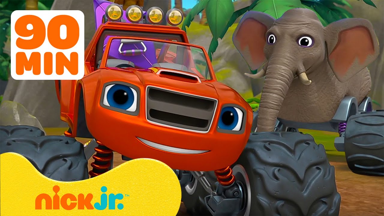 بليز والشاحنات العملاقة | 90 دقيقة من إنقاذات وتحولات بلايز في الغابة مع آي جي! | Nick Jr. Arabia