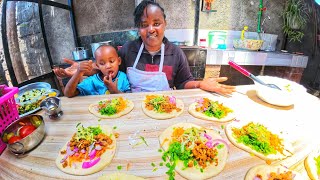  Village Style Layered Flatbread Stuffed with Fresh Veggies