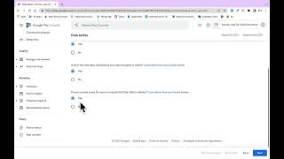 Playstore console data collection settings