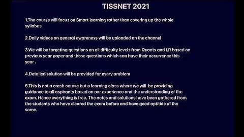 Target TISSNET 2021 | Course details and overview | English  #tissnet #exam