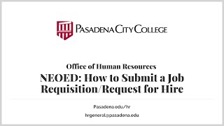 NEOED: How to Submit a Job Requisition/Request for Hire