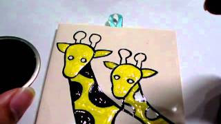 樹脂工芸　壁飾りタイル　キリンさん４