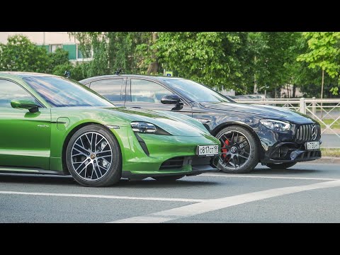 Видео: Porsche Taycan Turbo VS Mercedes E63s со светофора. Кто быстрее ?