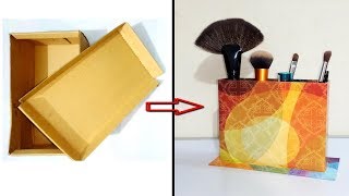 How to make a Pen Stand | pen holder | makeup brush holder out of cardboard