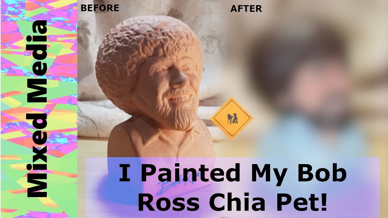 Bob Ross® in Blue Shirt Chia Pet® 