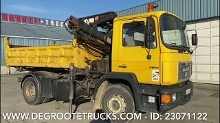 Degroote Trucks: MAN F2000 19.322 - 4x2 tipper truck with Hiab for sale