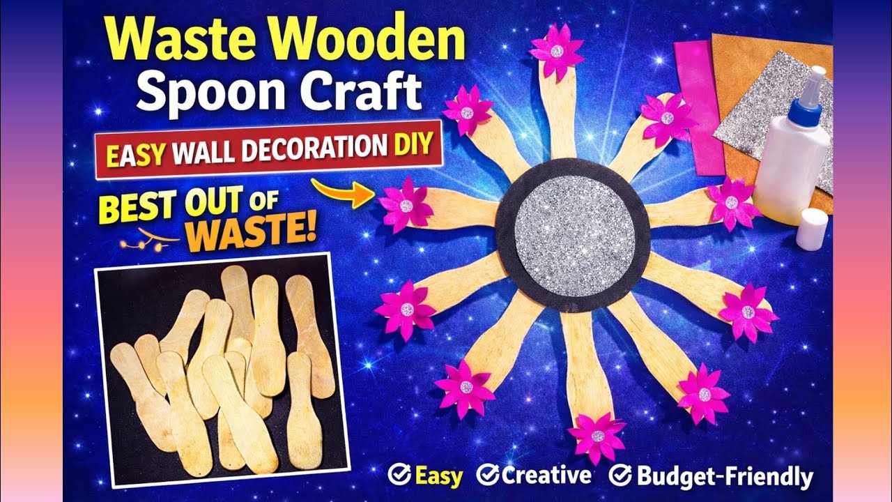 DIY Wall Decoration Craft 🤩  | Wooden Spoon Wall Hanging | Best Out of Waste Home Decor Idea