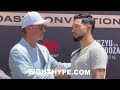 TIM TSZYU STARES DOWN BRIAN MENDOZA &amp; SMACKS ARM TO SIZE HIM UP AT HOT FACE OFF