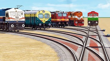 5 LINE BRANCHED FORKED RAILROAD CROSSING | Trains Bumpy Railroad Crossing | Train Simulator