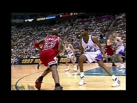 Michael Jordan vs Jazz 1997 Finals G5 Jab step jumpshot