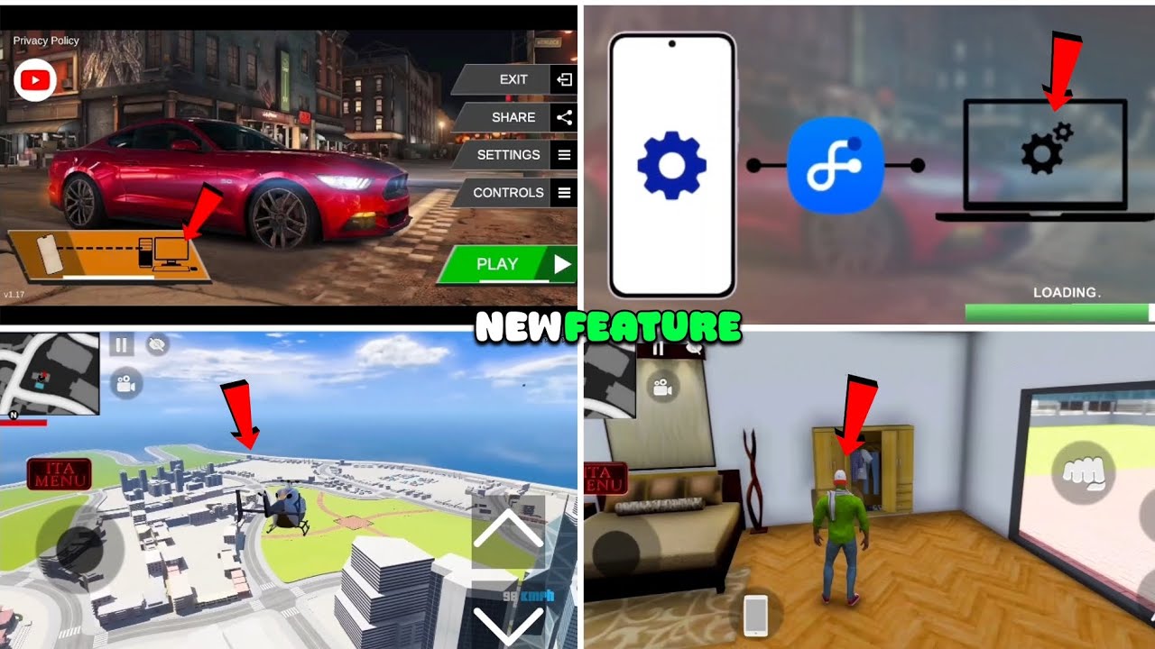 New Feature Of Indian Theft Aura Simulator New Update | Phone To Pc Game On Feature | ITA Menu Code