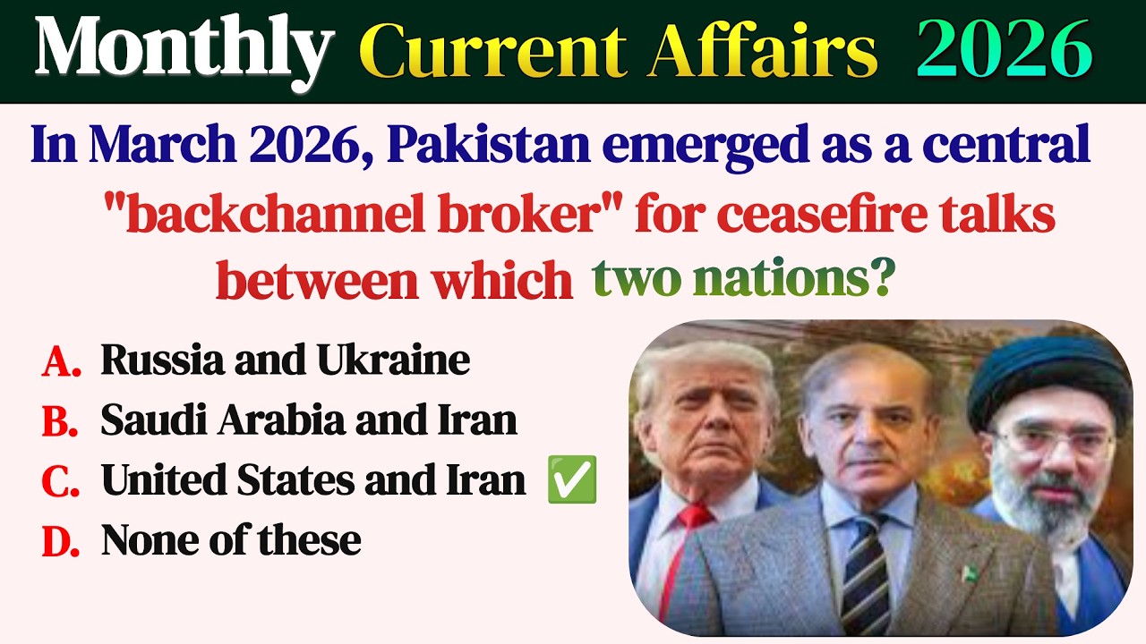Most Repeated Current Affairs MCQs 2026 | CSS, PPSC, PMS Daily MCQs ...
