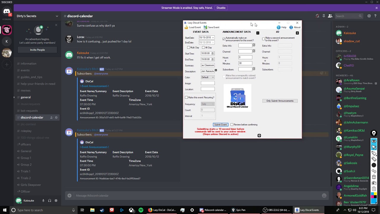 Discord Calender Lazy Discal Basics Tutorial YouTube