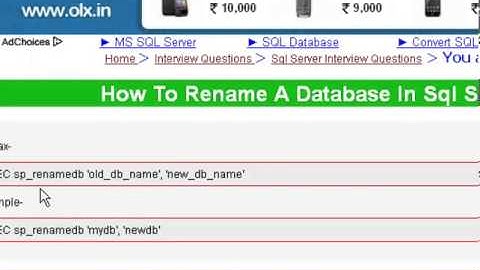 How to rename a database in sql server