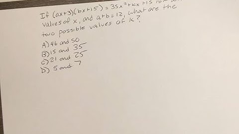 If (ax+3)(bx+5)=35x^2+kx+15 for all values of x, and a+b=15, what are the two possible values for k?