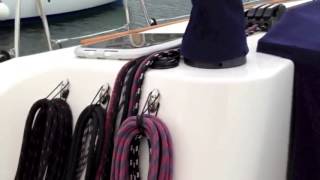 Sailboat cockpit organizer, the Halyard Hanger provides safety and organization on the water