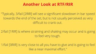 Another Look at the Description of Reps to Failure/Reps in Reserve