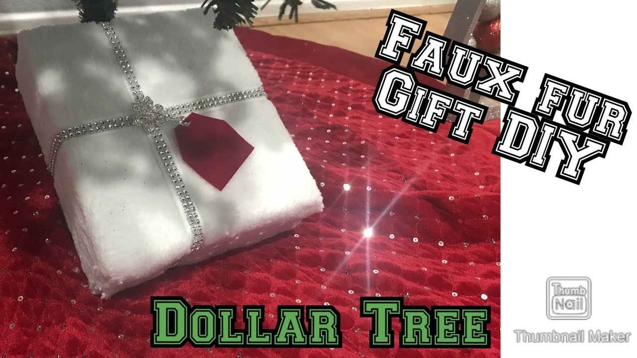Dollar tree faux fur gift diy / dollar tree Christmas gift decor idea