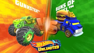 HOT WHEELS UNLIMITED 2 - GUNKSTER Vs Buns Of Steel In World Tracks screenshot 5