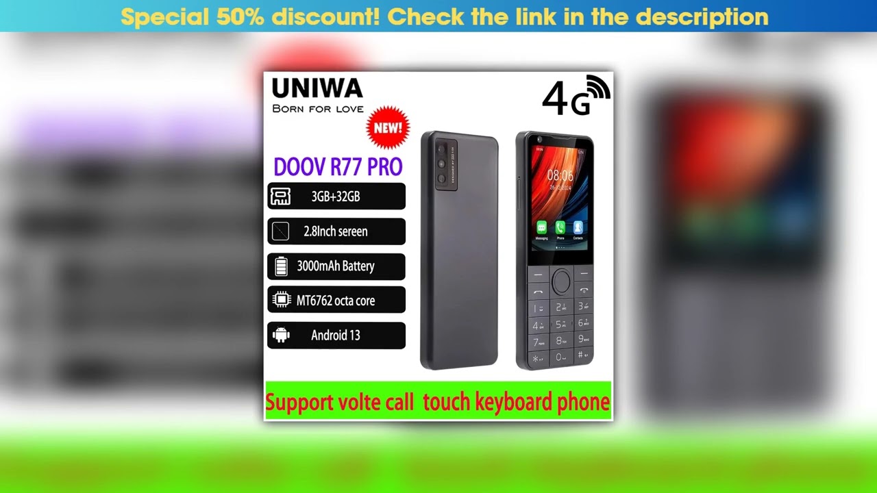 Best Seller DOOV R77 Pro 4G Touch Keyboard Google Mobile Phone 2.8“ Screen 3GB+32GB Android13 5MP W