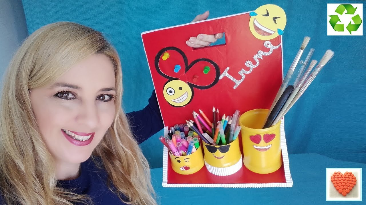 ORGANIZADOR de escritorio PORTÁTIL de emojis con imanes DIY con reciclaje