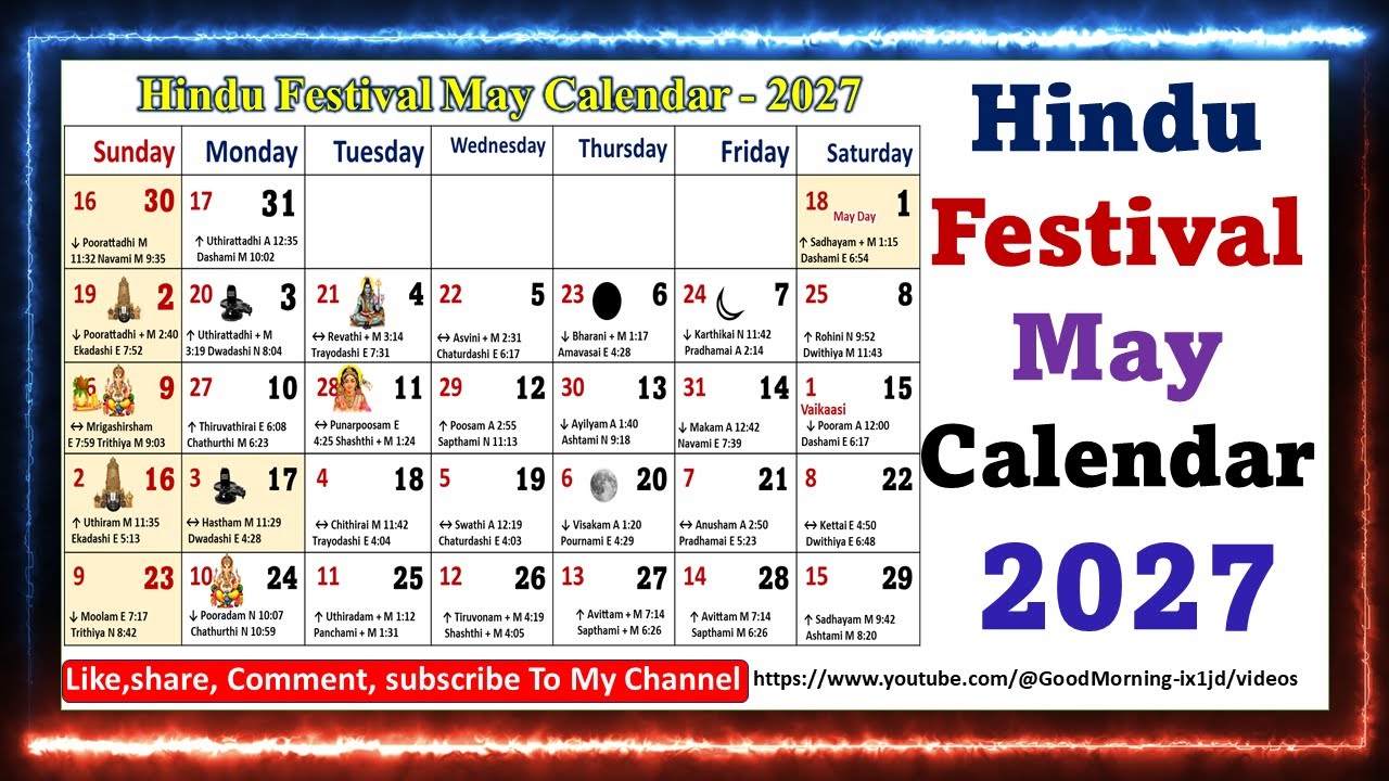 Hindu Festival May Calendar 2027, Plavanga Chithirai – Vaikaasi,|| #maycalendar2027
