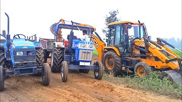 New Jcb 3dx Backhoe Loader Machine Loading Red Mud In Swaraj 742 XT Tractor | Jcb Video