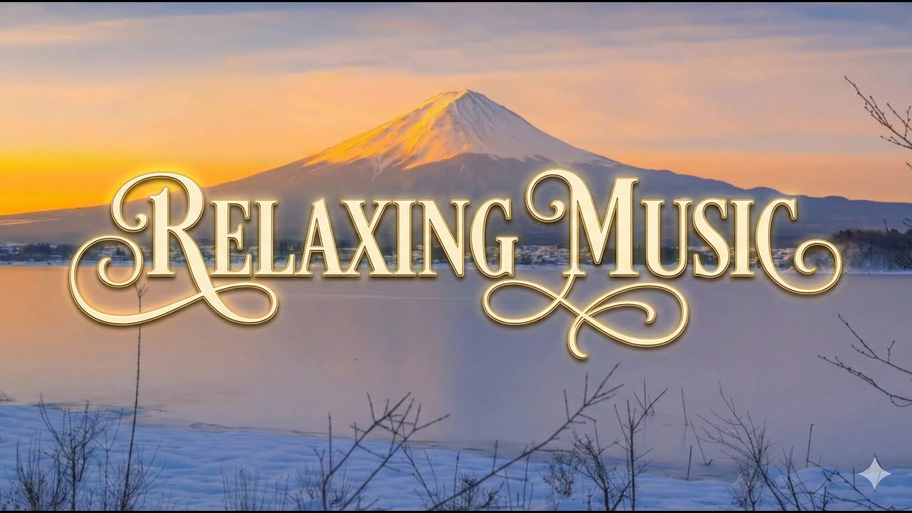 Beautiful Relaxing Music with Winter Mount Fuji Sunrise for Stress Relief & Healing