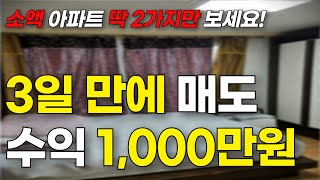 1억 이하 소액 아파트 빠르게 매도해서 월 1000만원, 딱 2가지만 보세요