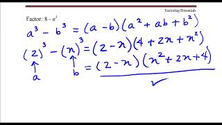 Factor the difference of cubes binomial 8-n^3