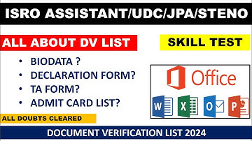 Isro skill test Document Verification List | Biodata | Declaration | Ta Form 2024