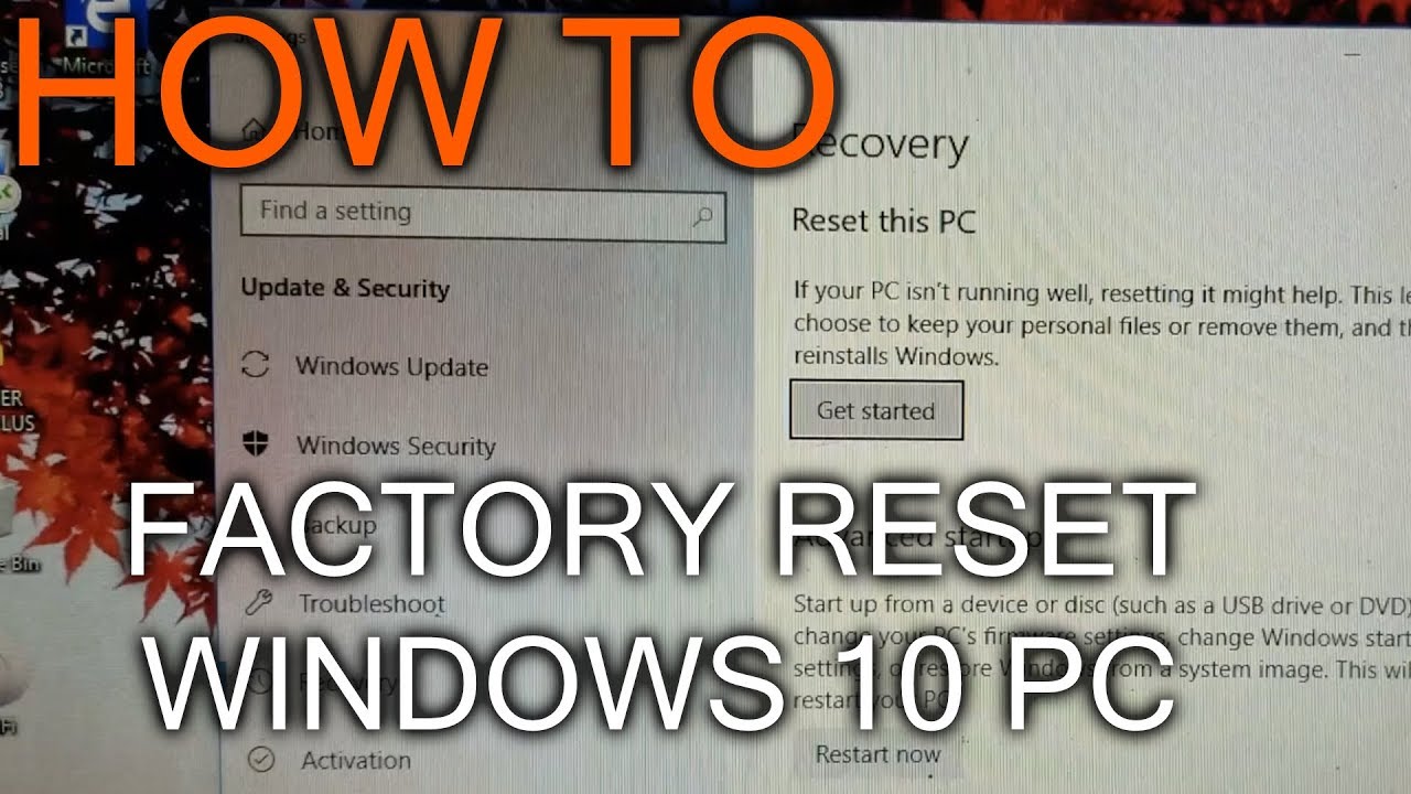 How to Fully Reset Windows 10 - YouTube