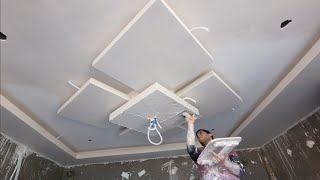 سقف معلق بيت نور مع 5 مربعات بيت نور Handmade gypsum ceiling decoration 2021