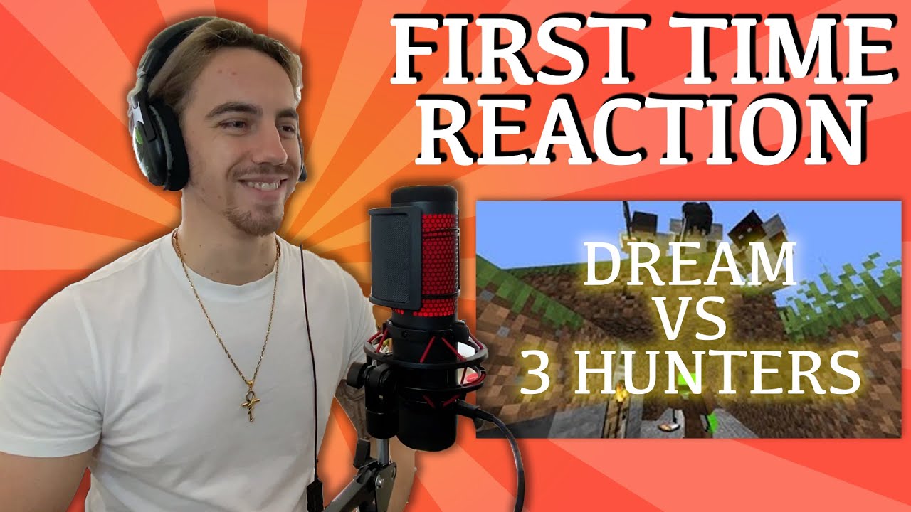 Реакция на видео Dream'а, где он, будучи спидраннером Minecraft, сражается с тремя охотниками!
