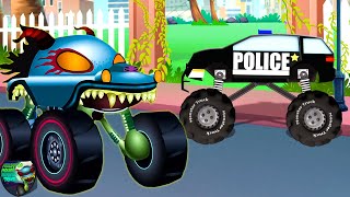 Thief Haunted house + More Monster Truck Cartoons Video for Kids