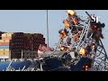 Collapsed Baltimore bridge blown up in controlled explosion