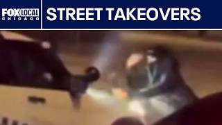 Street takeovers show Chicago police car rammed, teens smacking hood