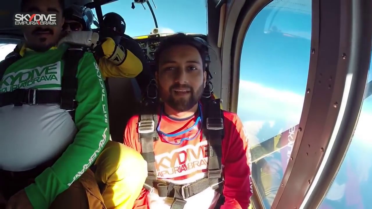 Chintan Anjaria skydiving over Spain